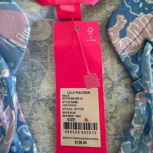 Lilly Pulitzer - Cassi Popover - Vneck Tunic - Boca Blue color - XL - NWT! - Picture 4 of 7